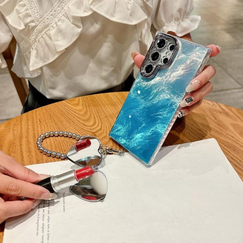 Compitable with S25 Ultra/S24 Plus/S23 Ultra/S24/S24 Ultra lens holder tin foil phone case electroplated lens frame makeup mirror HN3