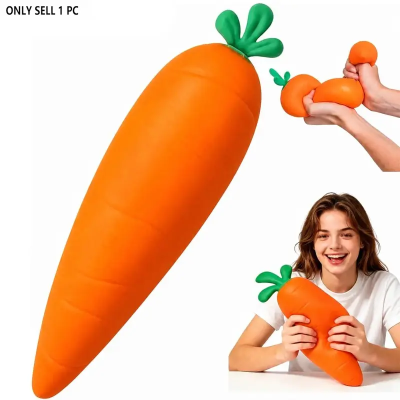 Squishy Carrot Toy Jumbo, 12 Inch Slow Rising Carrot Squeeze Toy, Super Soft Food Squishy for Stress Relief, Fun Sensory Fidget Toys for Kids & Adults, Easter Basket Stuffers & Classroom Sensory Toys, Squishy Sensory Play