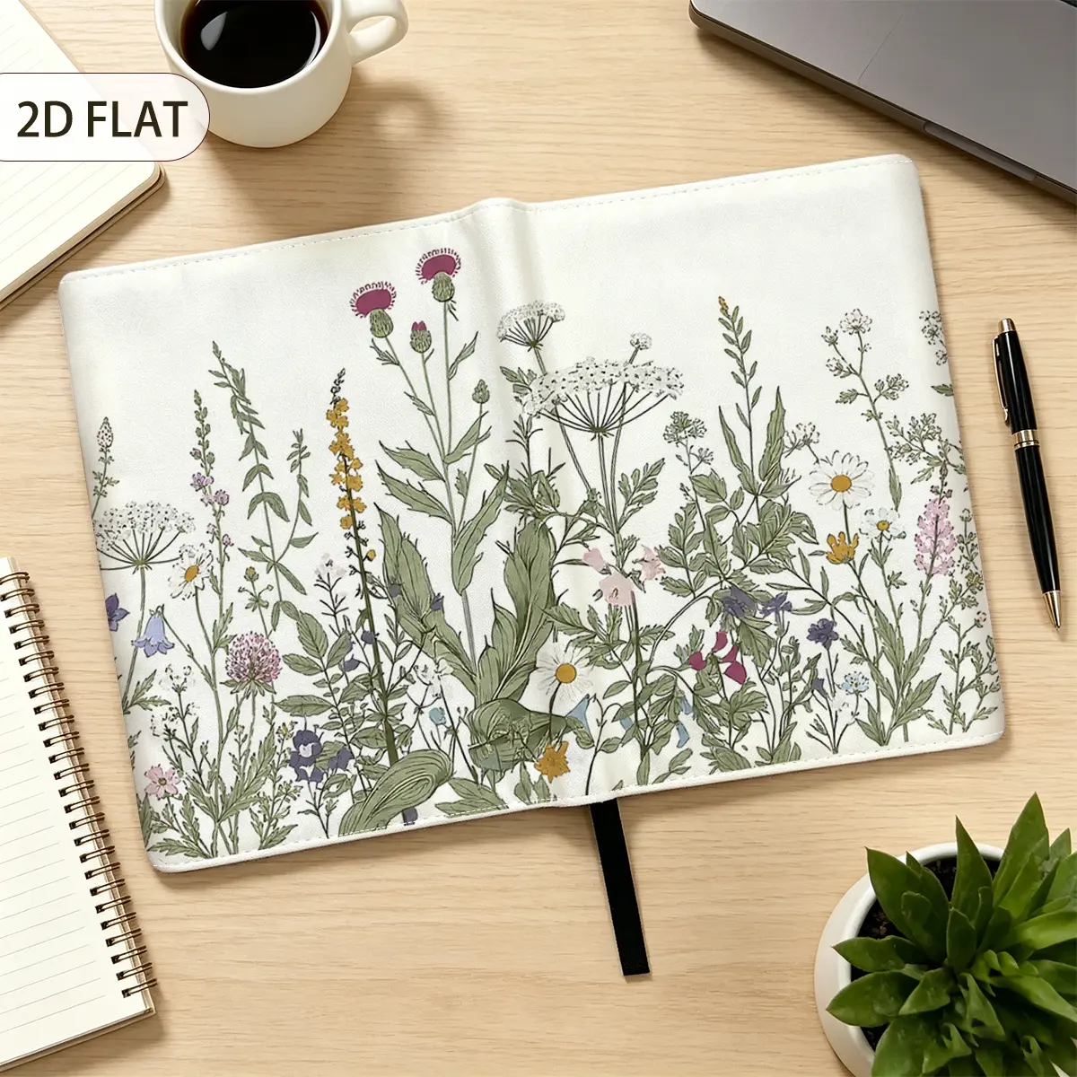 1pc 2D Flat Line Drawing Wild Botanical Wildflower Pattern A5 Book Cover, Reusable Protective Book Sleeve for Notebook Journal, Minimalist Floral Stationery Gift for Back to School Season & Teacher’s Day