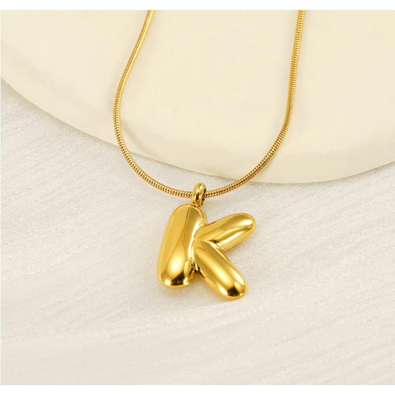 VEVE Bubble 26 English Letters Glossy Pendant Necklace Niche Versatile Gold-plated Titanium Steel Necklace Jewelry