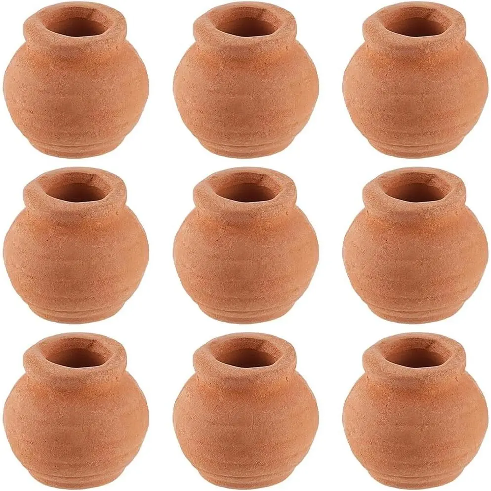 1 Box 10Pcs Miniature Tiny Clay Pots Pottery Planter Mini Flower Terra Cotta Succulent Pots for Fairy Garden DIY Plants Office Desktop Windowsill Decoration Nursery Wedding Favors