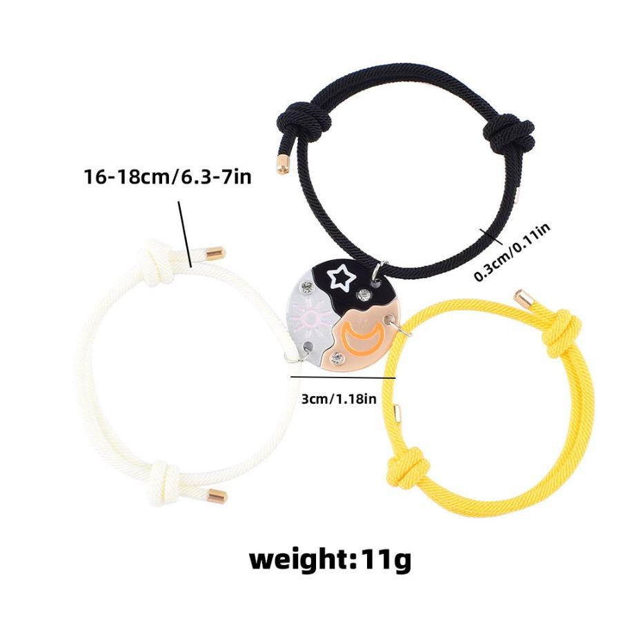 Sun, Moon, & Star Cloud Magnetic Necklace/Bracelet Set for 3/4,Puzzle Design BFF Jewelry for Best Friends & Sisters Ideal Friendship Gift with Rhinestone Detail Perfect for Birthday, Anniversary, Valentine's Day