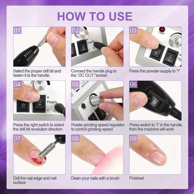 20000RPM Electric Nail Machine Desktop Equipment With 6pcs Milling Cutters Bits Set Gel Cuticle Armor Removal Pedicure Manicure Tool Professional Electric Nail Drill Milling Machine For Manicure Pedicure Files Tools Kit Nail Polishe