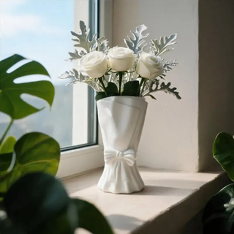 Modern Plastic Vase for Living Room, Simple Style Centerpiece for Coffee Table Dining Table, Decorative Flower Vase for Bouquets, Decorative Flower Vessel