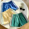 3-Pack Women's Quick-Dry Breathable Lightweight Workout Shorts, Casual Loose-Fit Elastic Waist Summer Shorts, Y2K Fashion Striped Lounge Wear, Casual Athleisure Shorts, Stripes Print Shorts