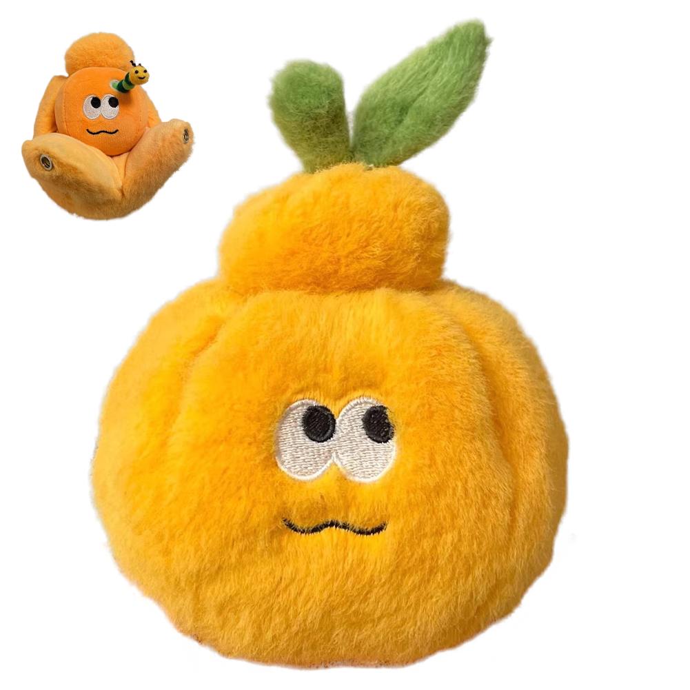 Lifelike Peelable Orange Segments Fruit Plush Toy Stuffed Soft Simulation Food Keychain Backpack Pendant Cartoon Toy Gift