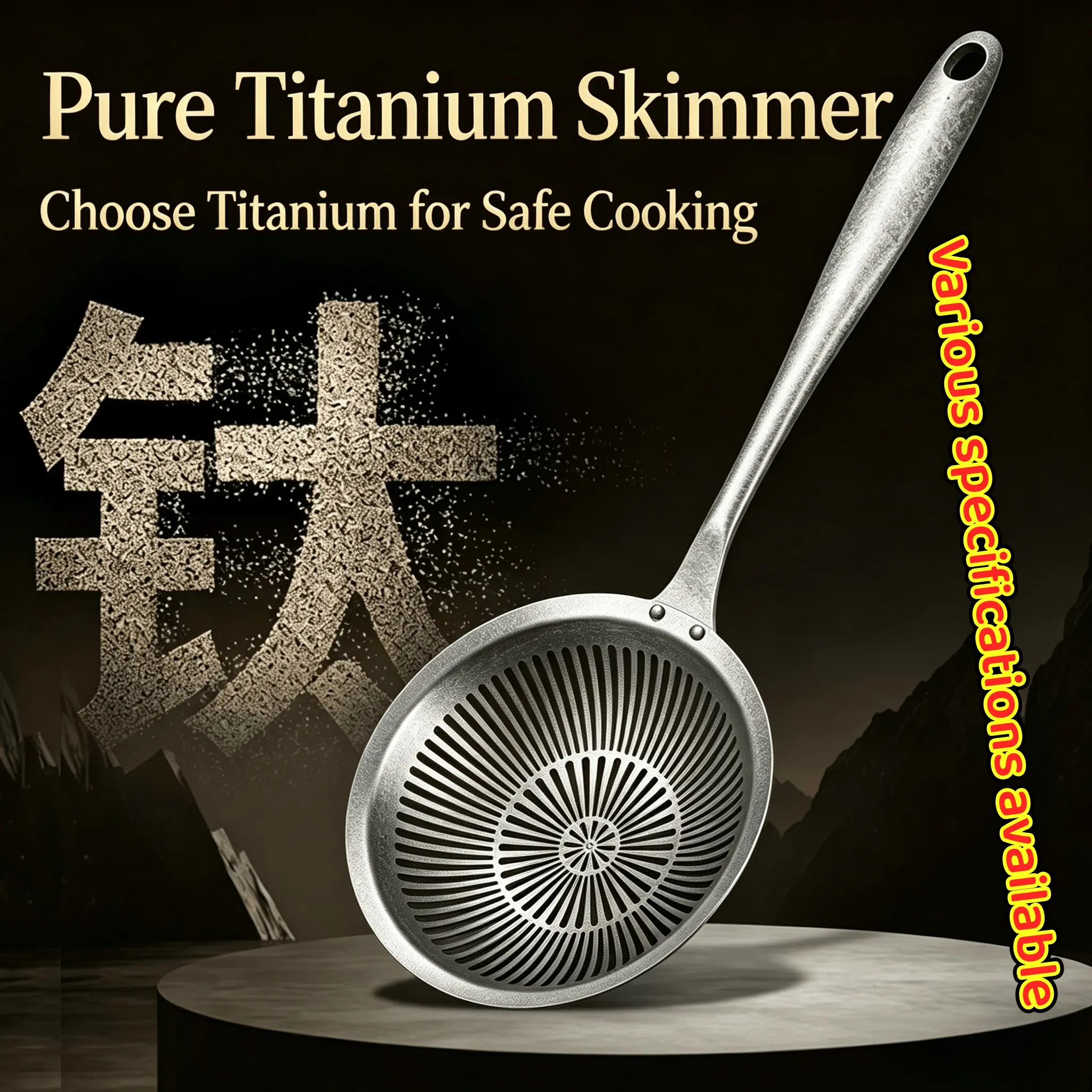 Pure Titanium Crystalline Mesh Strainer Set, 3 Models Kitchen Noodle Scoop Tool, Multi-Functional Filter Strainer, Essential Cooking Utensil