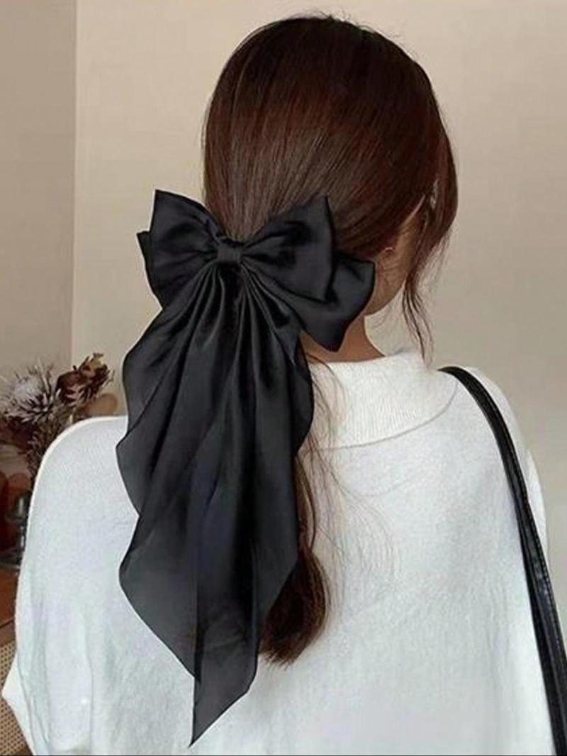 Summer Bowknot Decorated Hair Clips, Plain Color Hair Clips, Hair Accessories for Party & Daily Use, Cute Headwear Suitable for Thick Hair, Barrettes