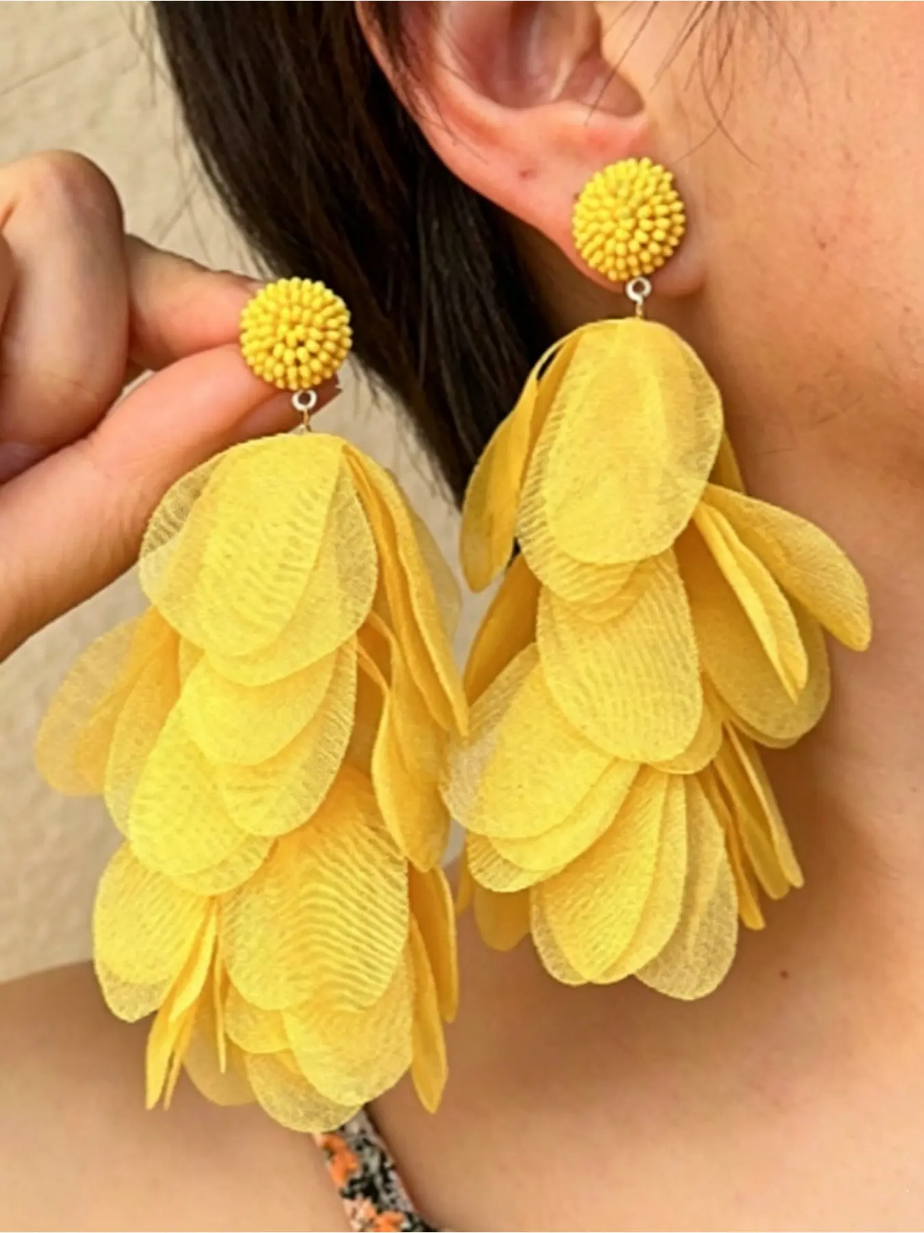 Women's Mesh Drop Earrings, Bohemian Beach Style, Elegant Floral Design, Zinc Alloy Chain, All-Season Plain Pattern, No Choking Hazard