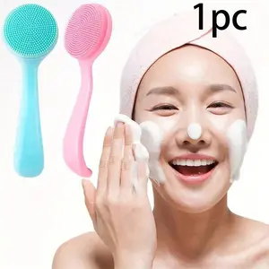 Silicone Manual Face Brush, Skin-Friendly Waterproof Exfoliating Cleansing Brush, Removes Blackheads and Makeup Residue, Blue and Facial Cleansing Tools, Facial Cleansing Instrument, Beauty Tools
