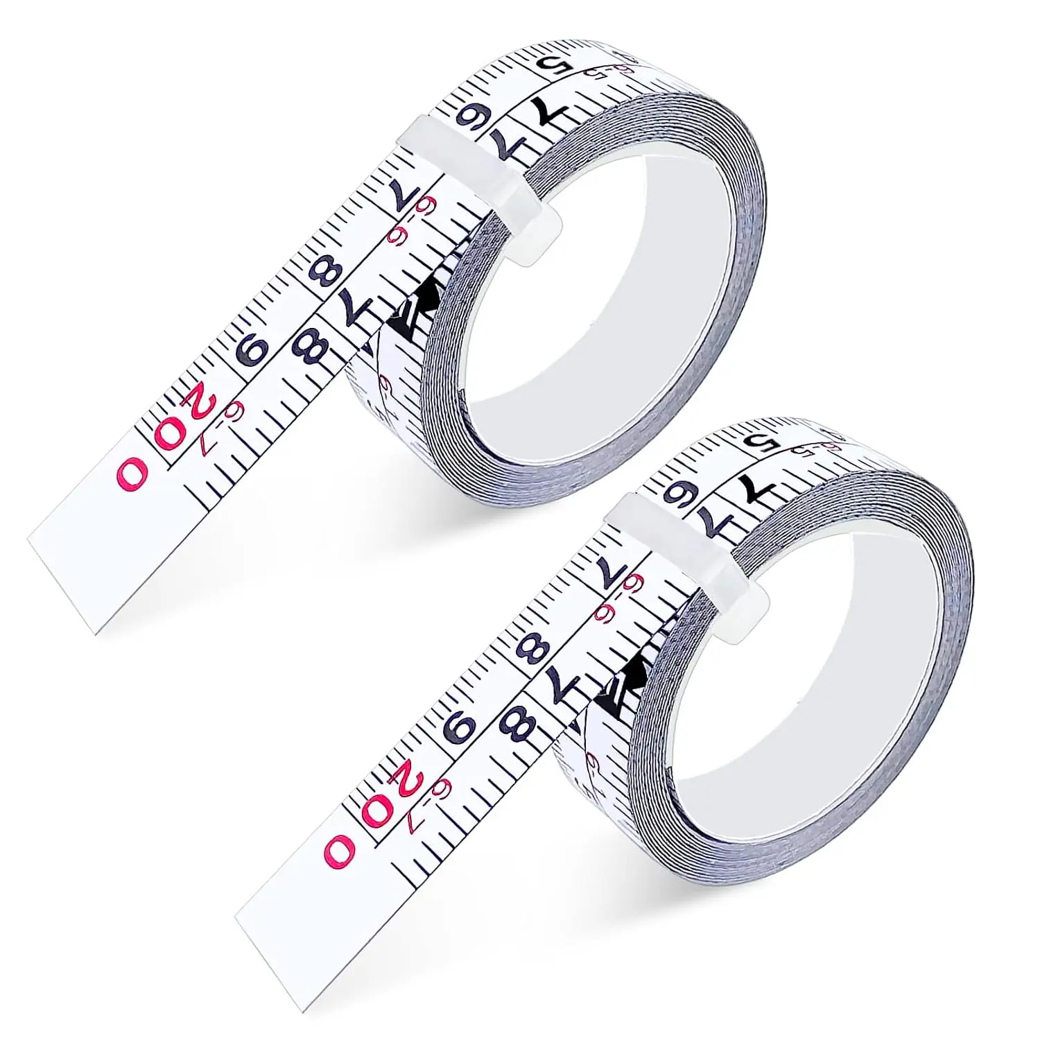 2 Pack Self-Adhesive Measuring Tape, 78 Inch/200cm Steel Peel & Stick Tape Measure,  & Metric Scales, Left-Right Reading Ruler for Workbench, Woodworking, Table , Drafting Table, White