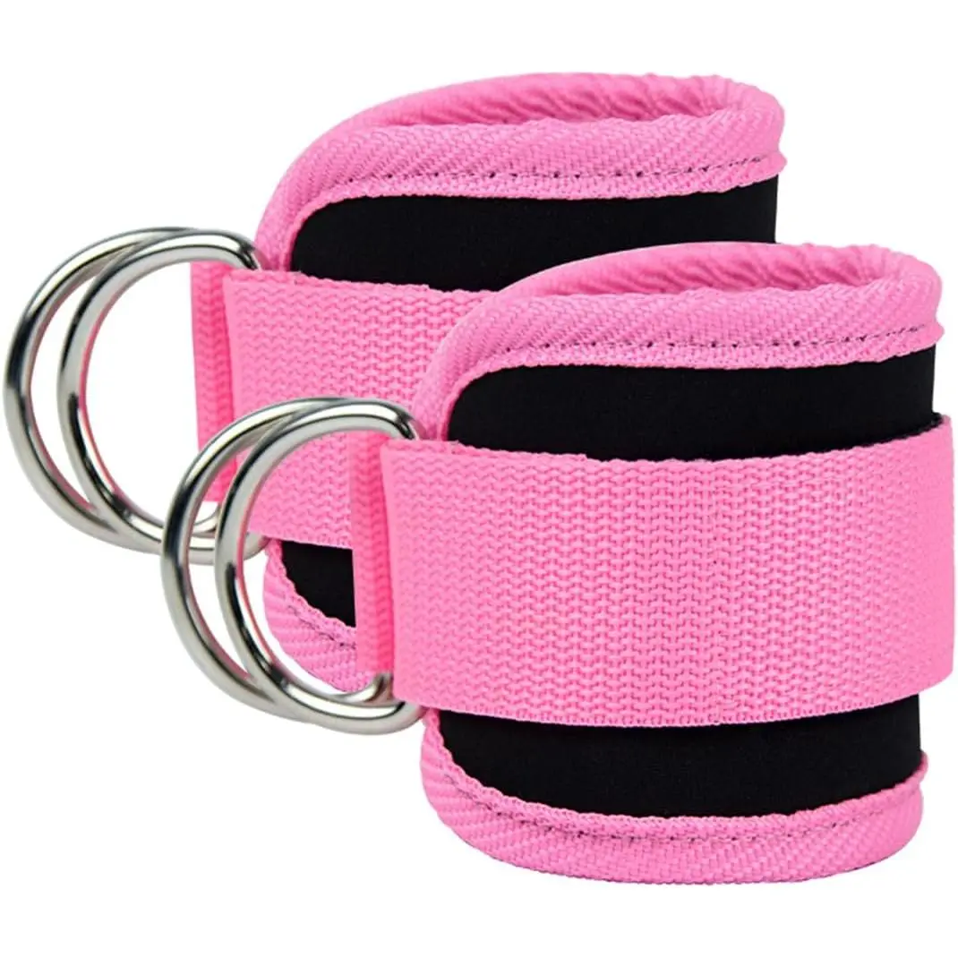 Ankle Straps Ankle Resistance Bands Wrist Cuffs Padded Straps Adjustable Fitness Glute Kickback D-Ring for Cable Machine Gym Foot Leg Training Brace Support 1 Pair