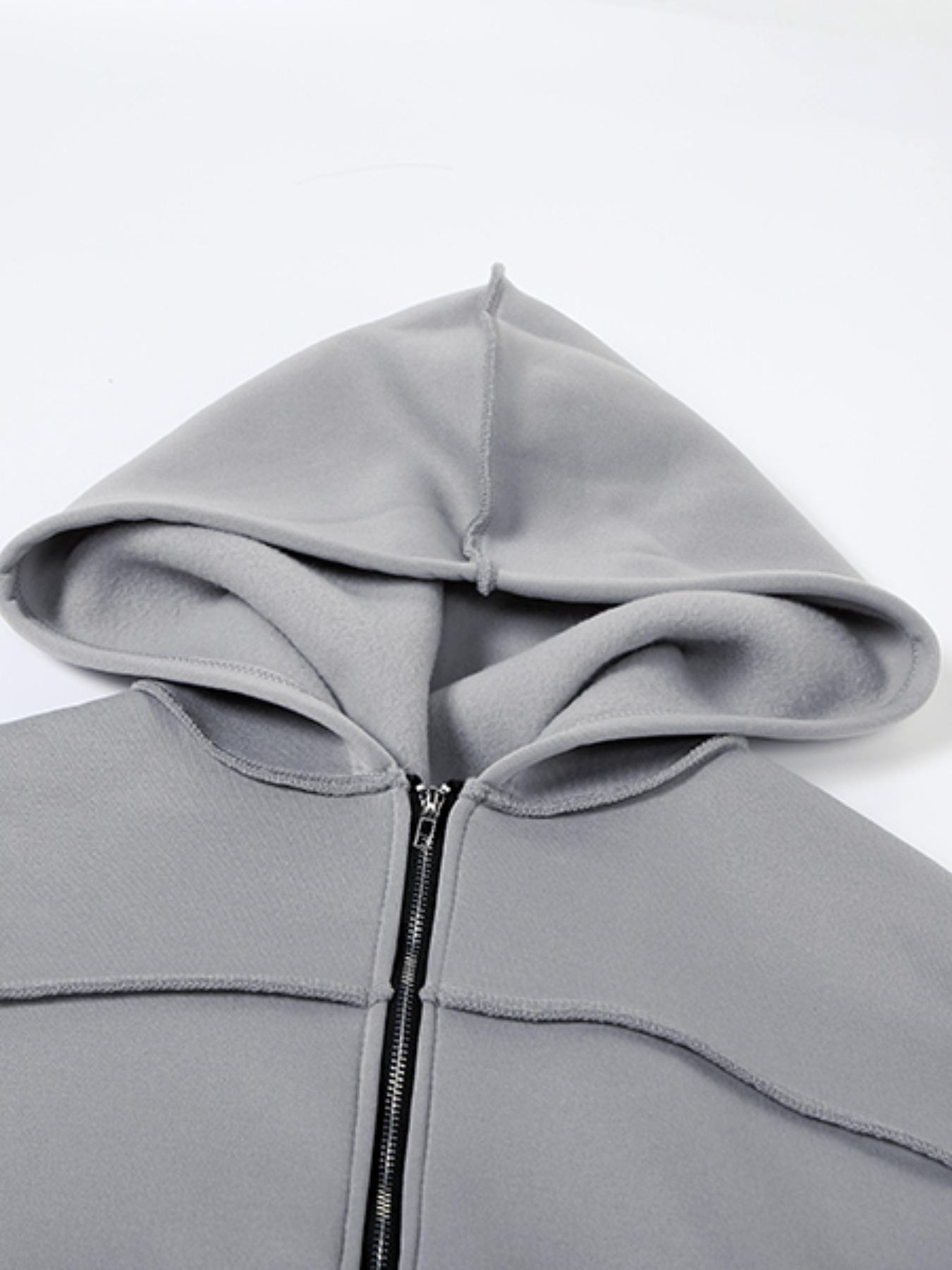 Women's Solid Zip Up Hooded Sweatshirt & Pocket Elastic Waist Pants Two-piece Set, Casual Outfits Women, Casual Drop Shoulder Long Sleeve Top & Trousers for Fall & Winter, Women's Clothes for Daily Wear, Brown,Airport Outfit