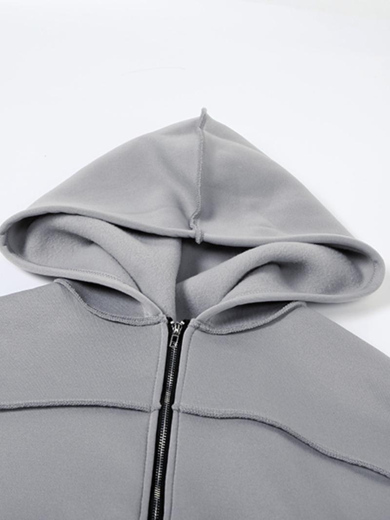 Women's Solid Zip Up Hooded Sweatshirt & Pocket Elastic Waist Pants Two-piece Set, Casual Outfits Women, Casual Drop Shoulder Long Sleeve Top & Trousers for Fall & Winter, Women's Clothes for Daily Wear, Brown,Airport Outfit