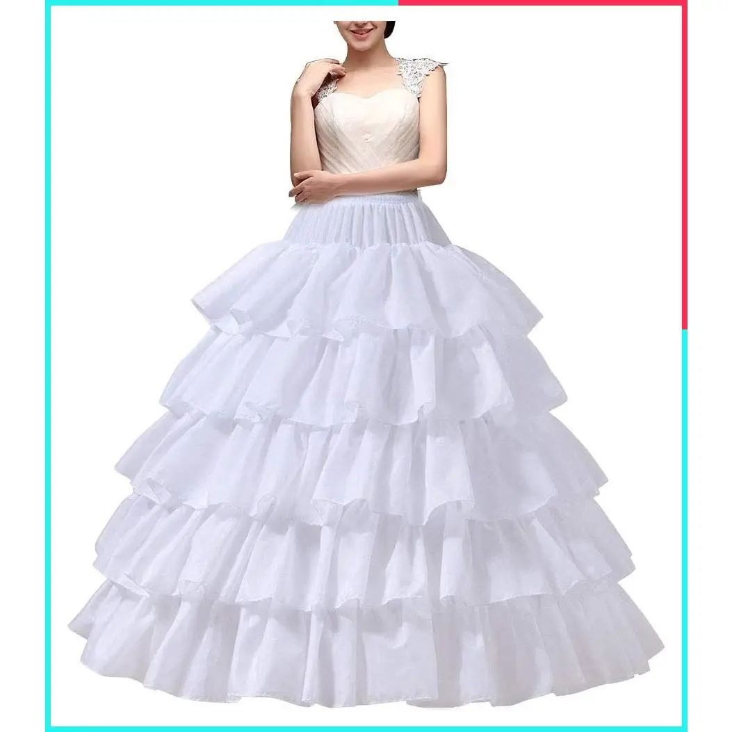 Women's Crinoline Petticoat 4 Hoop Skirt 5 Ruffles Layers Ball Gown Half Slip Underskirt for Wedding Bridal Dress