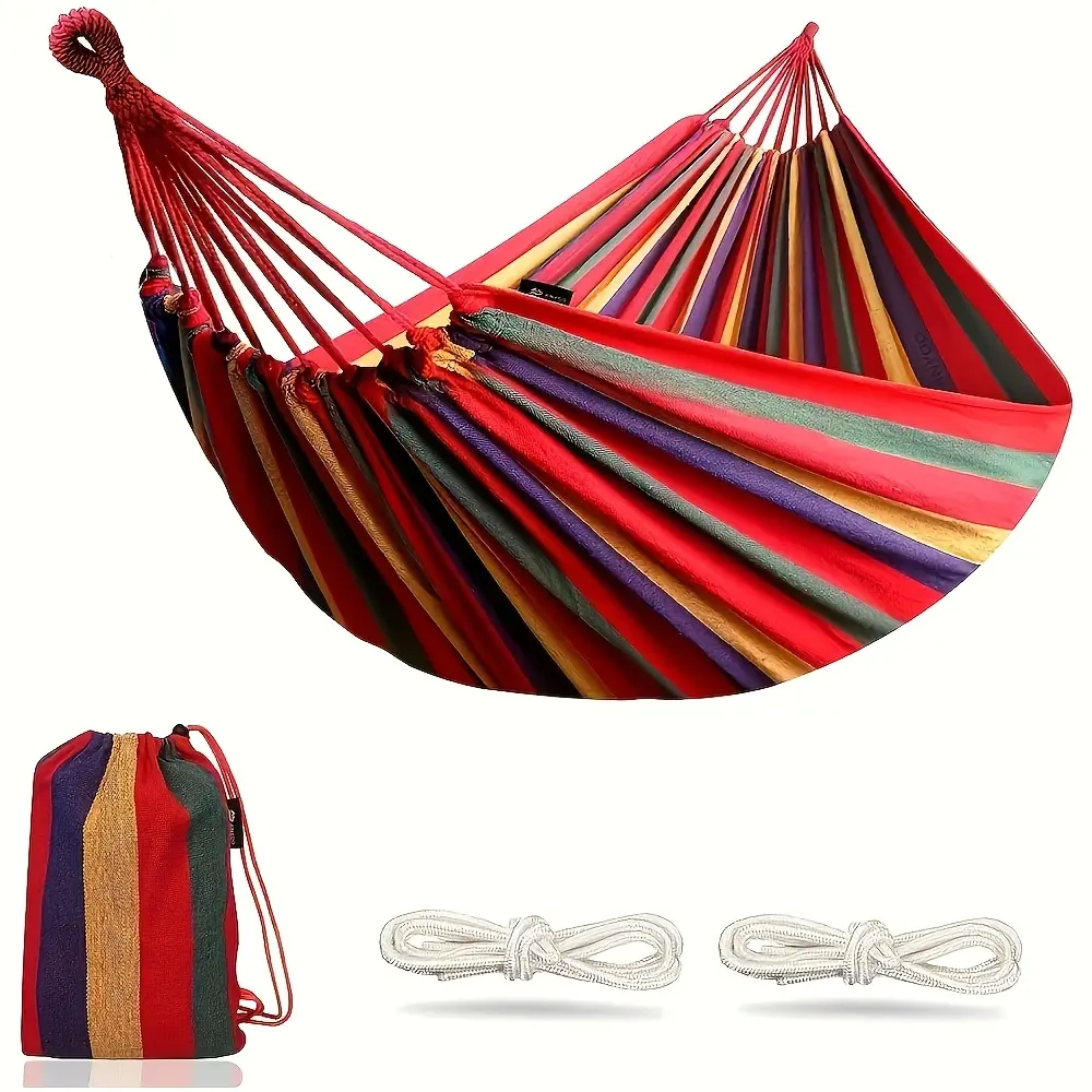 Portable Unisex Single-Person Travel Hammock, Heavy-Duty Canvas Anti-Rollover Design, 300lb Capacity Unique Camping Gear for Camping, Outdoor Relaxation, Portability Focus