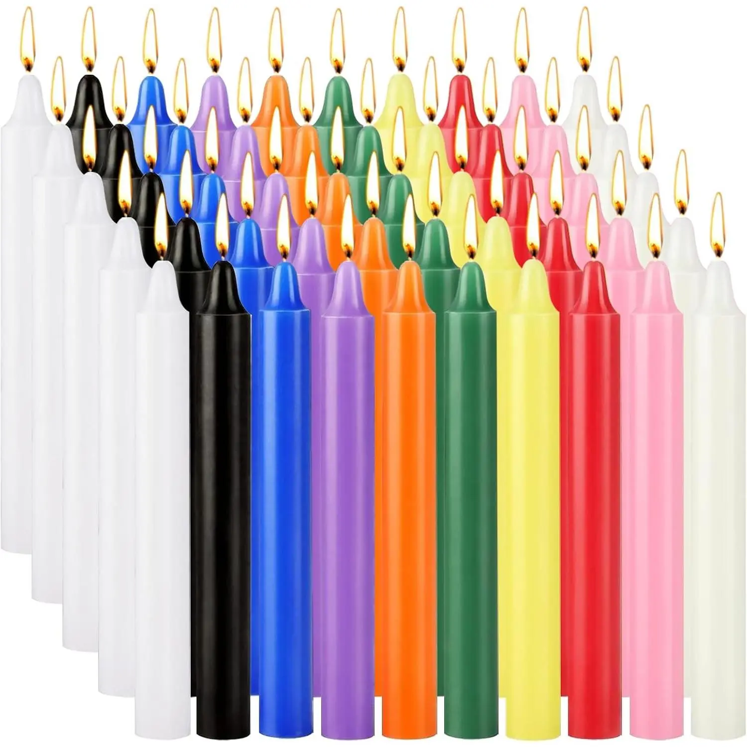 100 Pack Bulk 4 Inch Colored Mini Taper Candles - Unscented Spell Candles for Rituals, Witchcraft, Wiccan Altar, Chime Holders, Prayer, Meditation, Birthday DecorGift