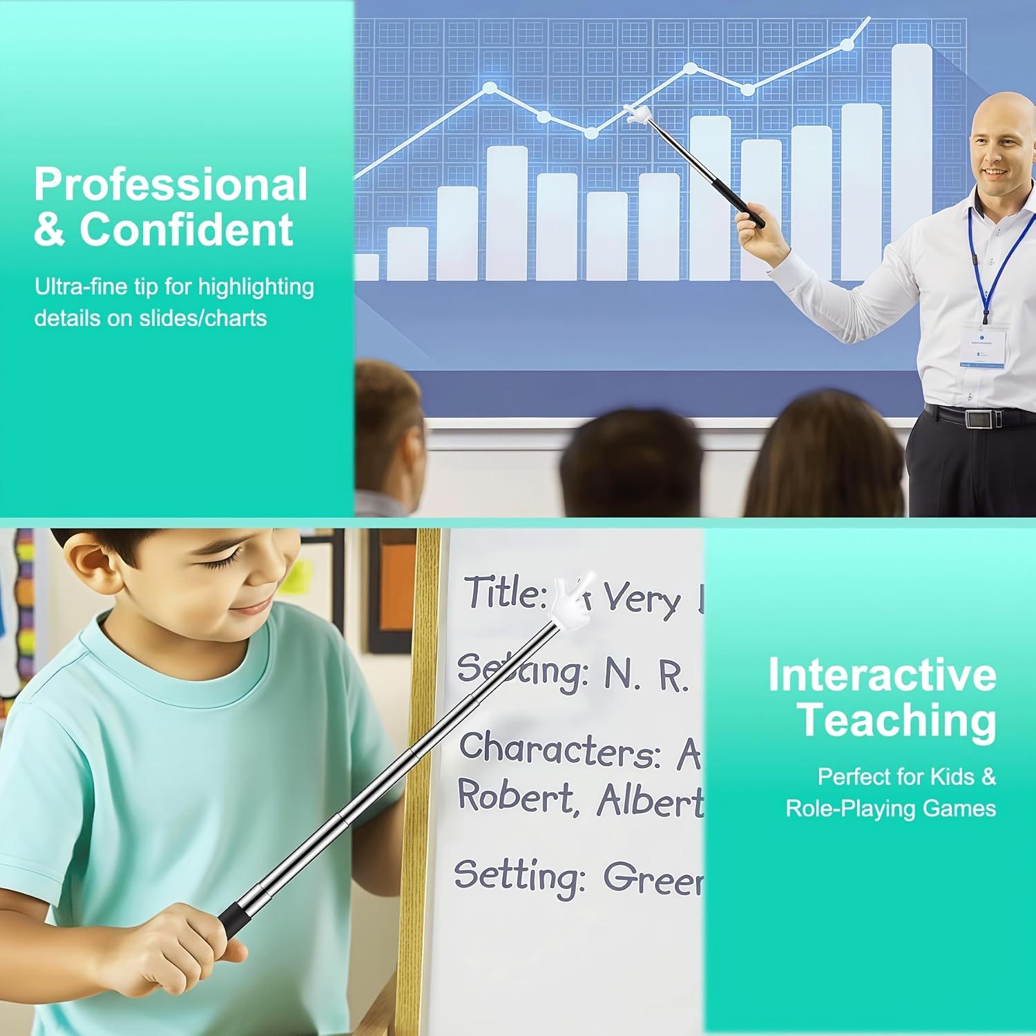 2 Retractable Double-Finger Pointers - Flexible two-finger sticks suitable for classrooms, homes, and presentations - Teaching tools, foldable pointers with a retractable mechanism for easy storage and portability, Classroom Supplies