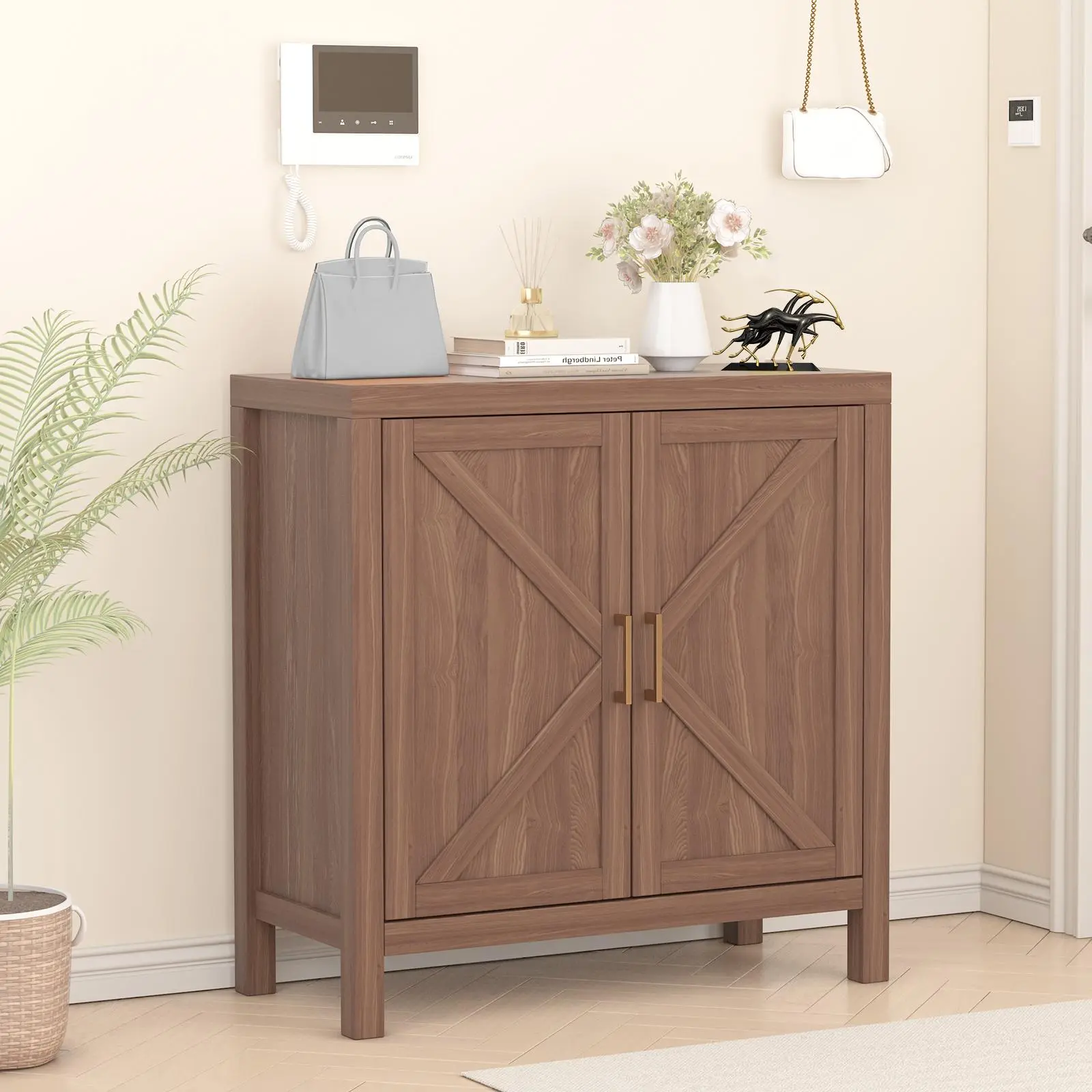 Wooden Multi-Use Coffee Bar Cabinet with Adjustable Shelves - Home Storage Pantry Cabinet Coffee Station for Kitchen, Living Room