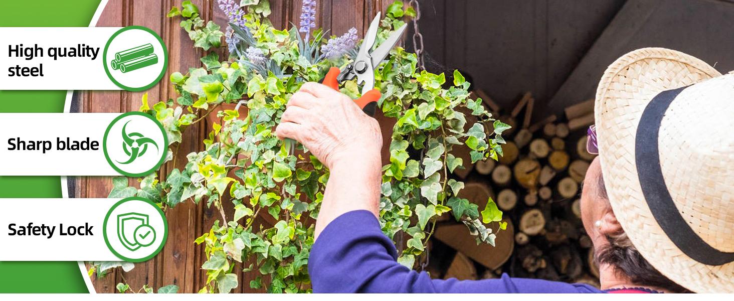 3 Pack Garden Pruning Shears, Stainless Steel Shears, Gardening Shears, Scissors, Garden Clippers, Pruning Snips, Pruning Shears for Gardening Tools