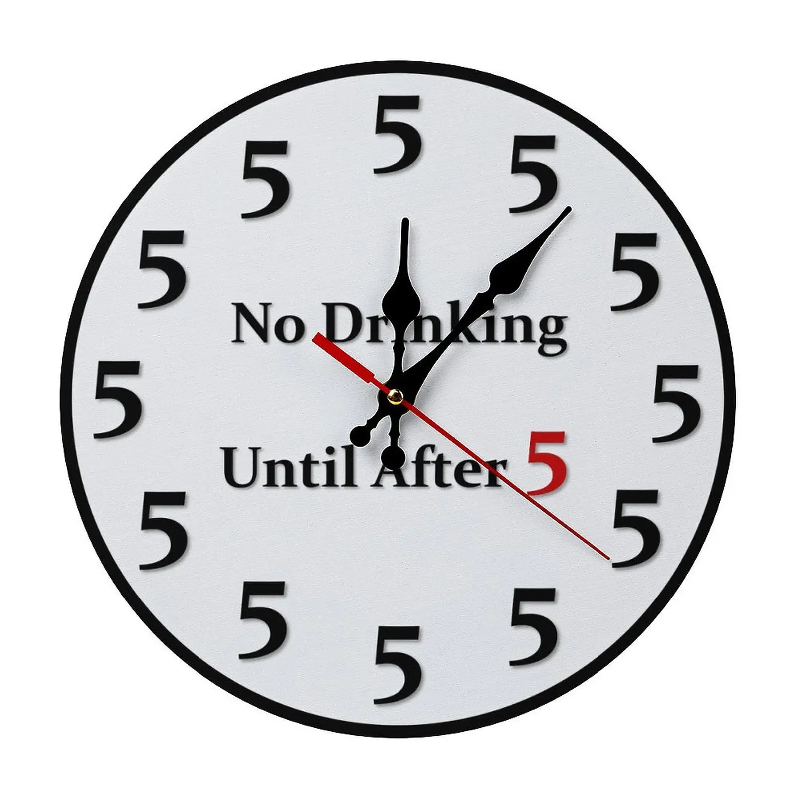 Woody Analog Decorative Clock - Funny "No Drinking Until After 5" Design, 10/12 in, Easy Assembly, Adult Dads Room Decor, Novelty Groomsmen Father’s Day Gift for Bar Man Cave