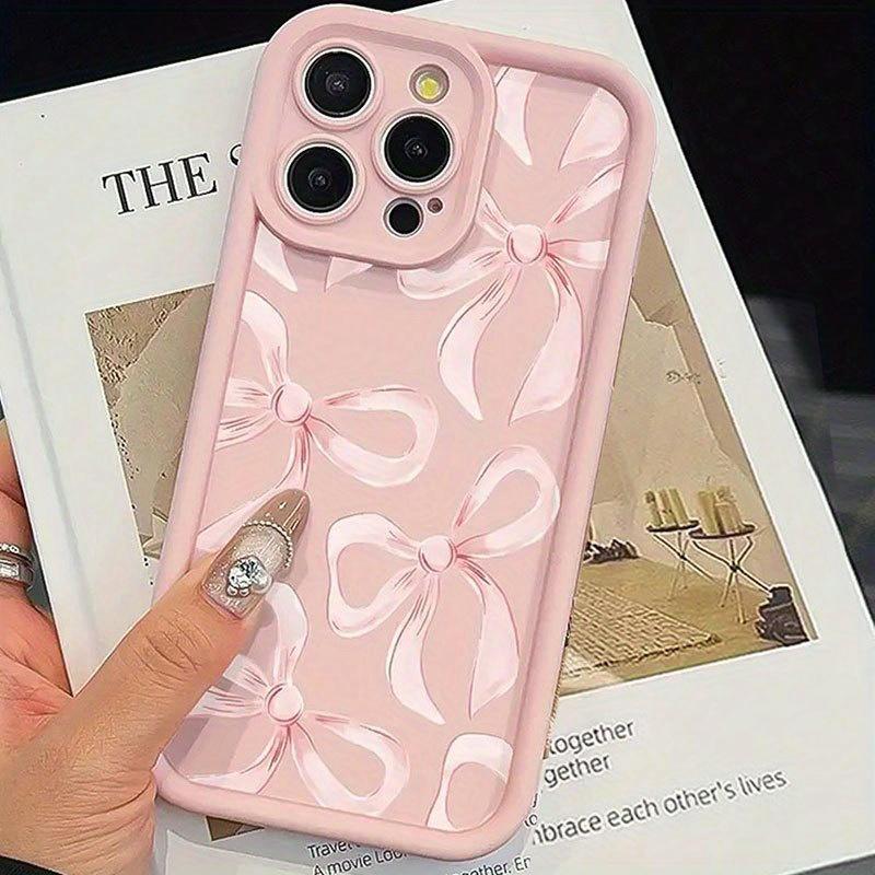 One beautiful girl light pink bow patterned TPU phone case, suitable for Apple iPhone 17 16 15 14 13 12 11 Pro Max, iPhone XS XR X 8 7 Plus, perfect Valentine's Day gift or birthday present for girlfriend, lover and family