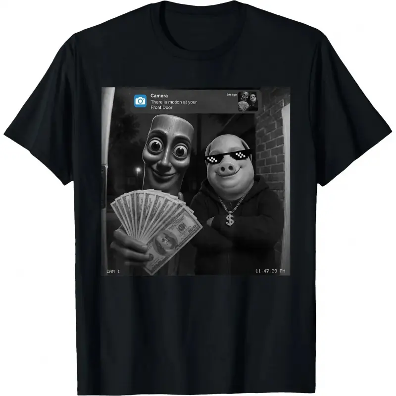 Tung Tung Tung Sahur John Pork There is Motion at Your Front Door Meme Brainrot T-Shirt Funny Graphic Tees