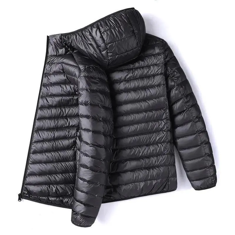 Men's Stylish Fitted Plain White Padded Duck Down Puffer Jacket - Full-Zip, Lightweight, Windproof, Warm, Long-Sleeve, Autumn Winter Casual Outdoor Men's Top Coat, Padded Men's Down Jackets
