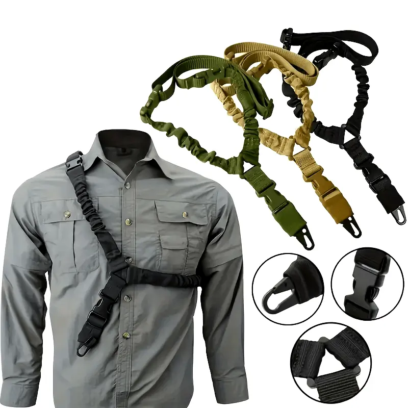 New American-style tactical single-point sling, high-end outdoor combat elastic training tactical buckle nylon cross-body gun strap
