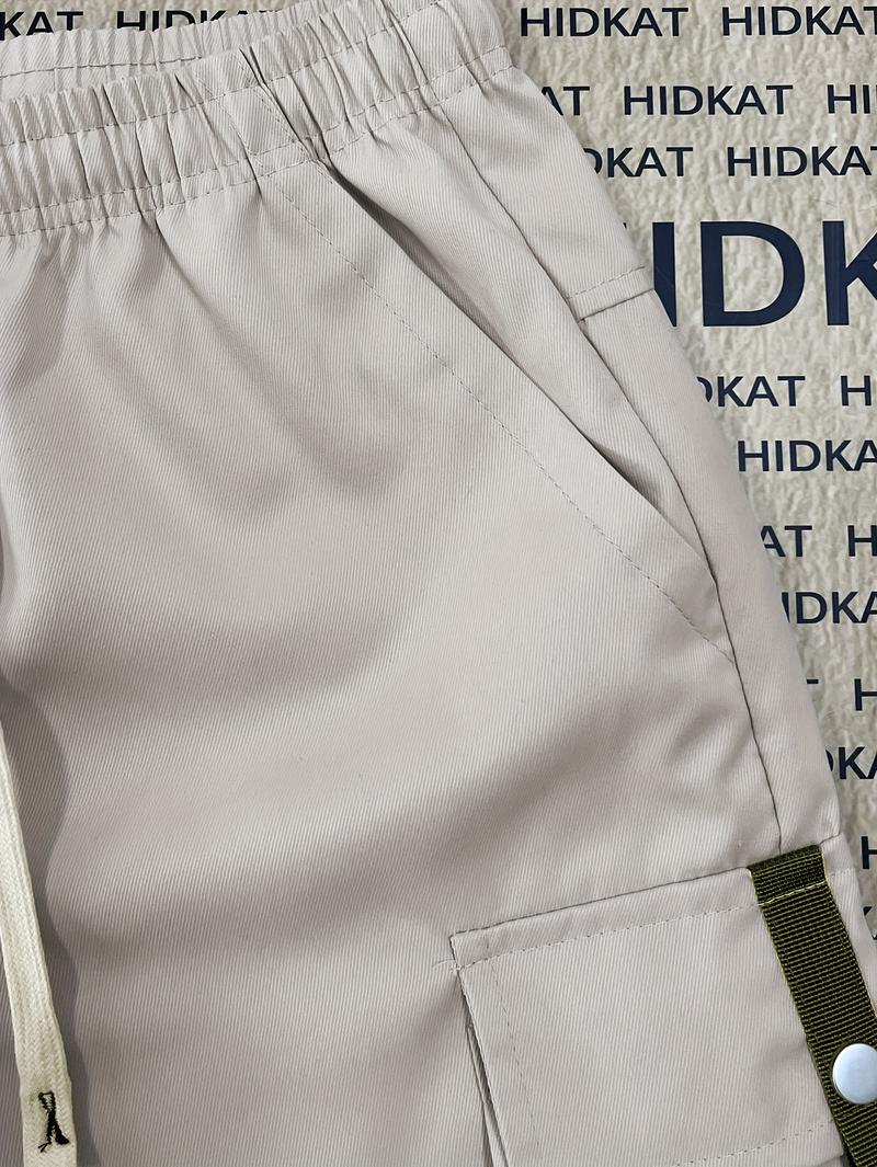 Men'S Plus Size Summer Lightweight Cargo Pants - Casual Cargo Style with Drawstring Waist, Large Pockets & Letter Patch, Solid Color Regular Fit for Casual Attire & Outdoor Activities, PLUS SIZE Men'S Plus Size Summer Lightweight Cargo Pants - Casual Cargo Style with Drawstring Waist, Large Pockets & Letter Patch, Solid Color Regular Fit for Casual Attire & Outdoor Activities, PLUS SIZE