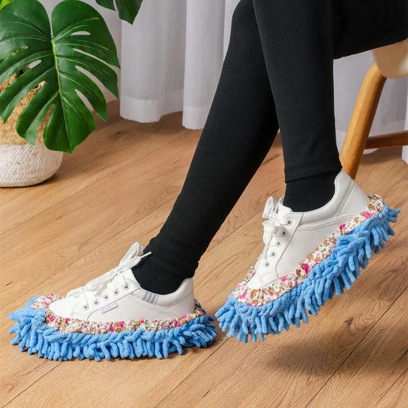 2pcs Multifunction Floor Dust Cleaning Slippers Shoes Lazy Mopping Shoes Home Floor Cleaning Micro Fiber Cleaning Shoes (Random Color)