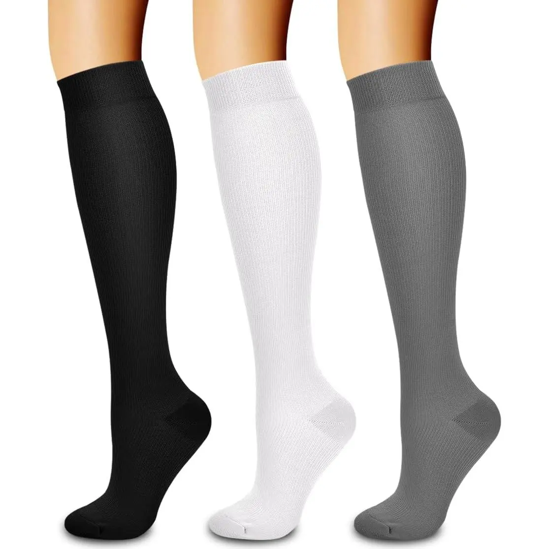 Adults' 3-Pack Snug Compression Stockings, Baby & Maternity Accessory, for Male Circulation, Running