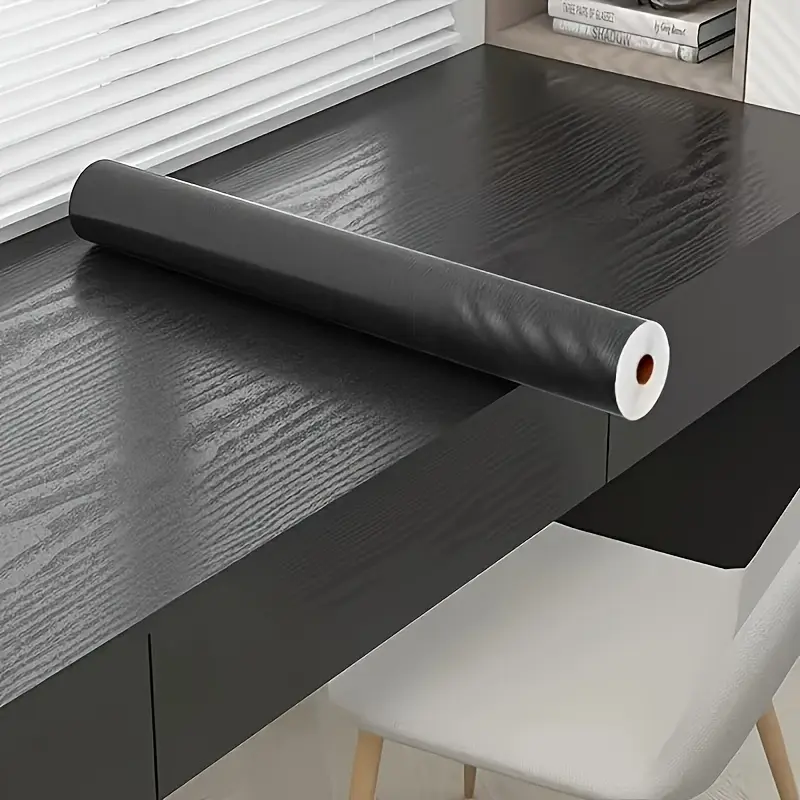 Extra Thick Black Wood Grain Vinyl Film - Waterproof & Oil-Resistant Self-Adhesive PVC, Reusable Modern Cloud Pattern Matte Finish for Kitchen, Bathroom, Furniture Refurbishing - Irregular Shape, Super Natural Theme
