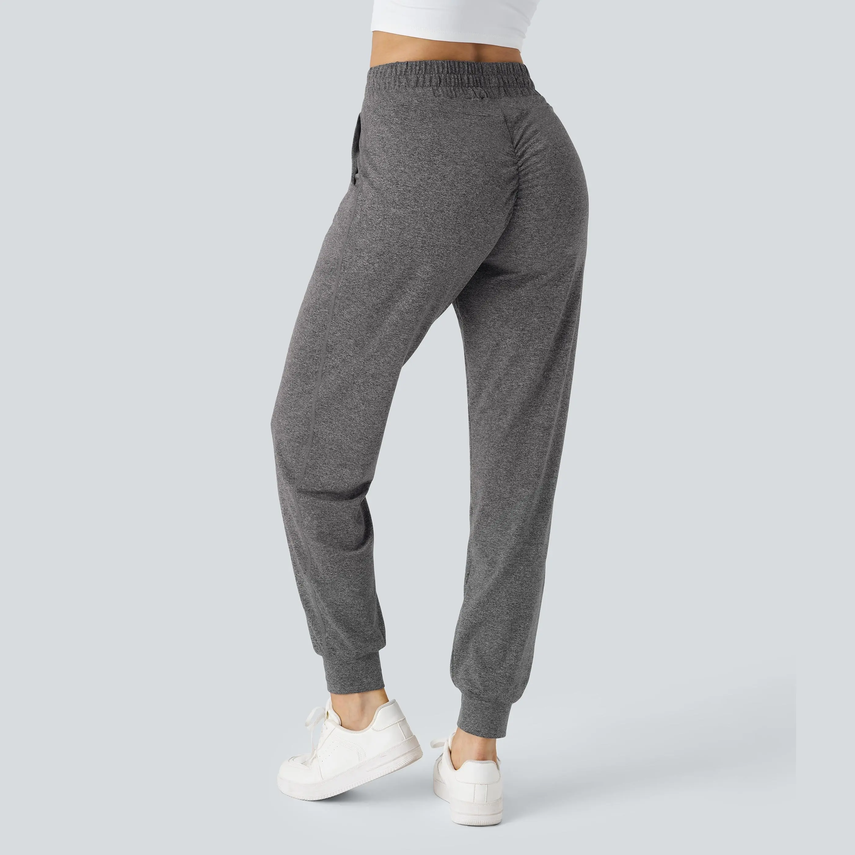 Halara High Waisted Drawstring Pocket Ruched Yoga Joggers with Pockets