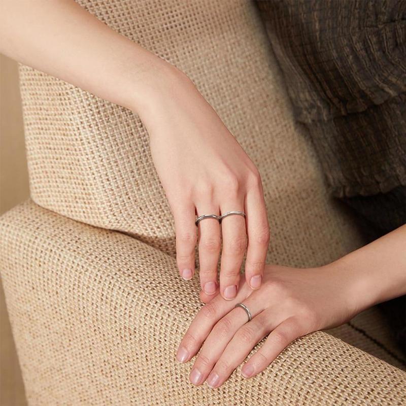 FINREZIO Unisex 3-Piece Anxiety Relief Spinner Ring Set - Stainless Steel Fidget Jewelry for Stress & Focus, Durable Anti-Stress Thumb Rings for Women/Men, Everyday Wear Silver Band Rings