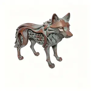 Resin Antique Copper Wolf Statue, Indoor Outdoor Decor, Garden Courtyard Living Room Decoration, Vintage Weathered Craftsmanship