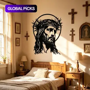 Jesus Halo Metal Wall Art -11.81 inch Christian home decor, modern minimalist design with a spiked crown, perfect housewarming gift, suitable for faith spaces and Inspirational Wall Art