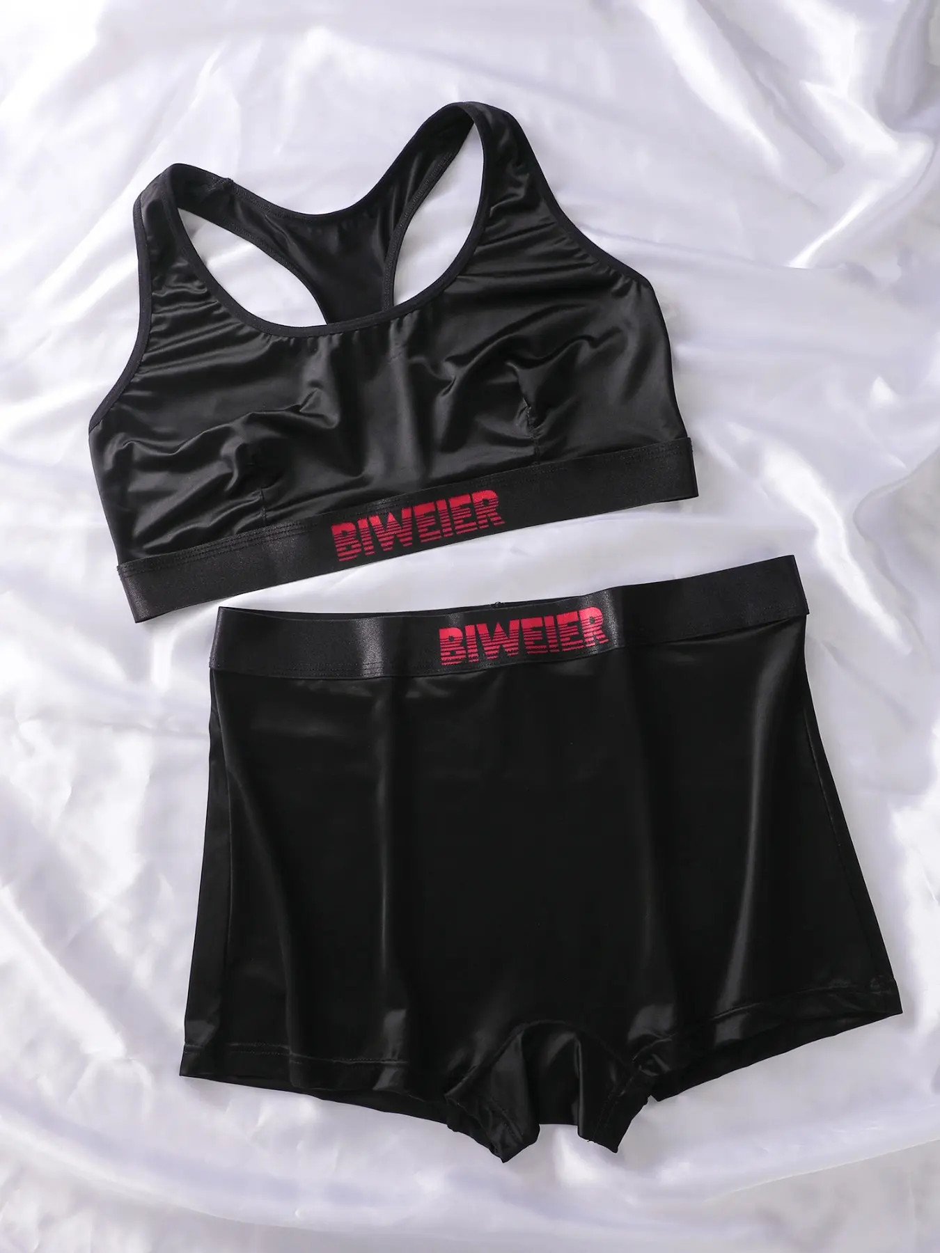 Biweier Satin Solid Lingerie Set, Luxurious Feel, Smooth Breathable, Ideal for Women's Casual Sports and Home Commute