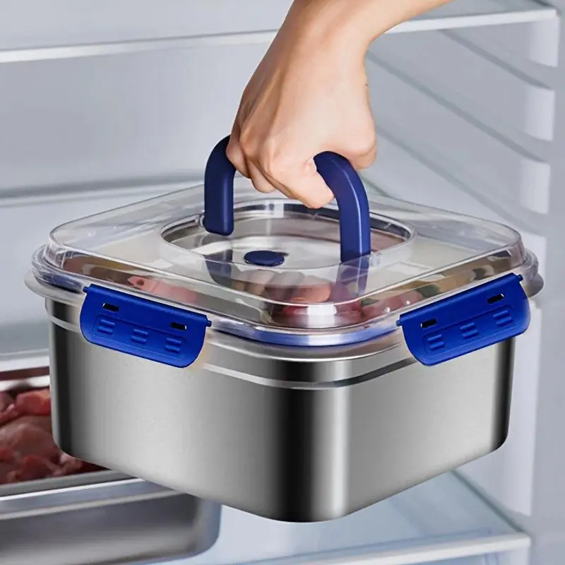 1800Ml Extra-Large Stainless Steel Food Storage Reusable, Perfect for Refrigerator & Bento Boxes, Kitchen Essentials
