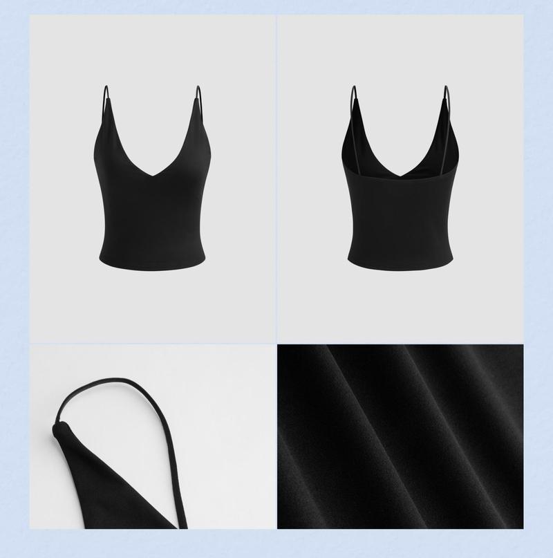 Cider [size 2-10] V-neck Solid Crop Cami Top