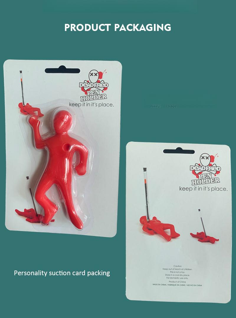 Creative Stress Relief Pen Holder, Red Figurine Desk Organizer for Home & Office