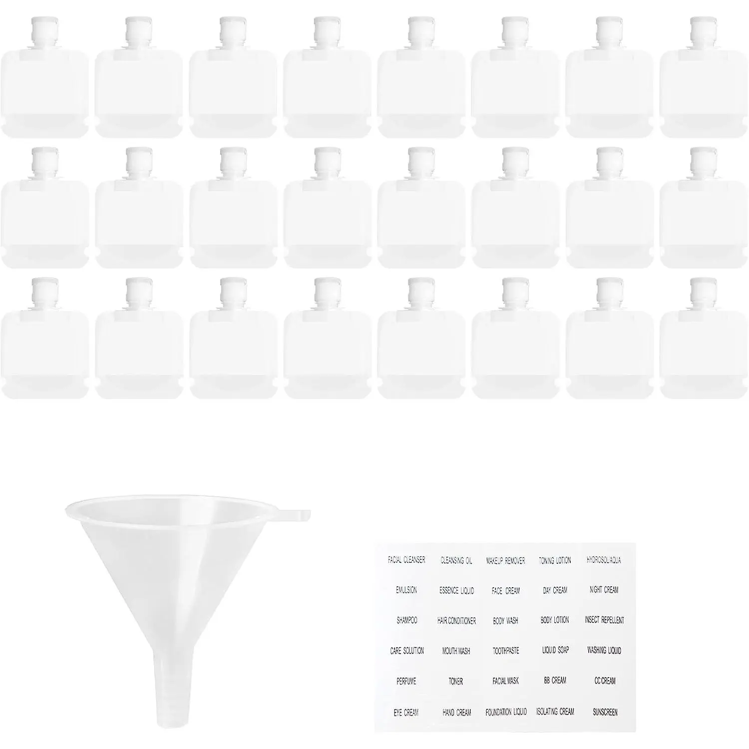 24 count Travel Liquid Pouch, 30ml/1oz |  Squeeze Pouches, Portable Makeup Packing Bag, Stand Up Spout Pouch, Squeezable Containers