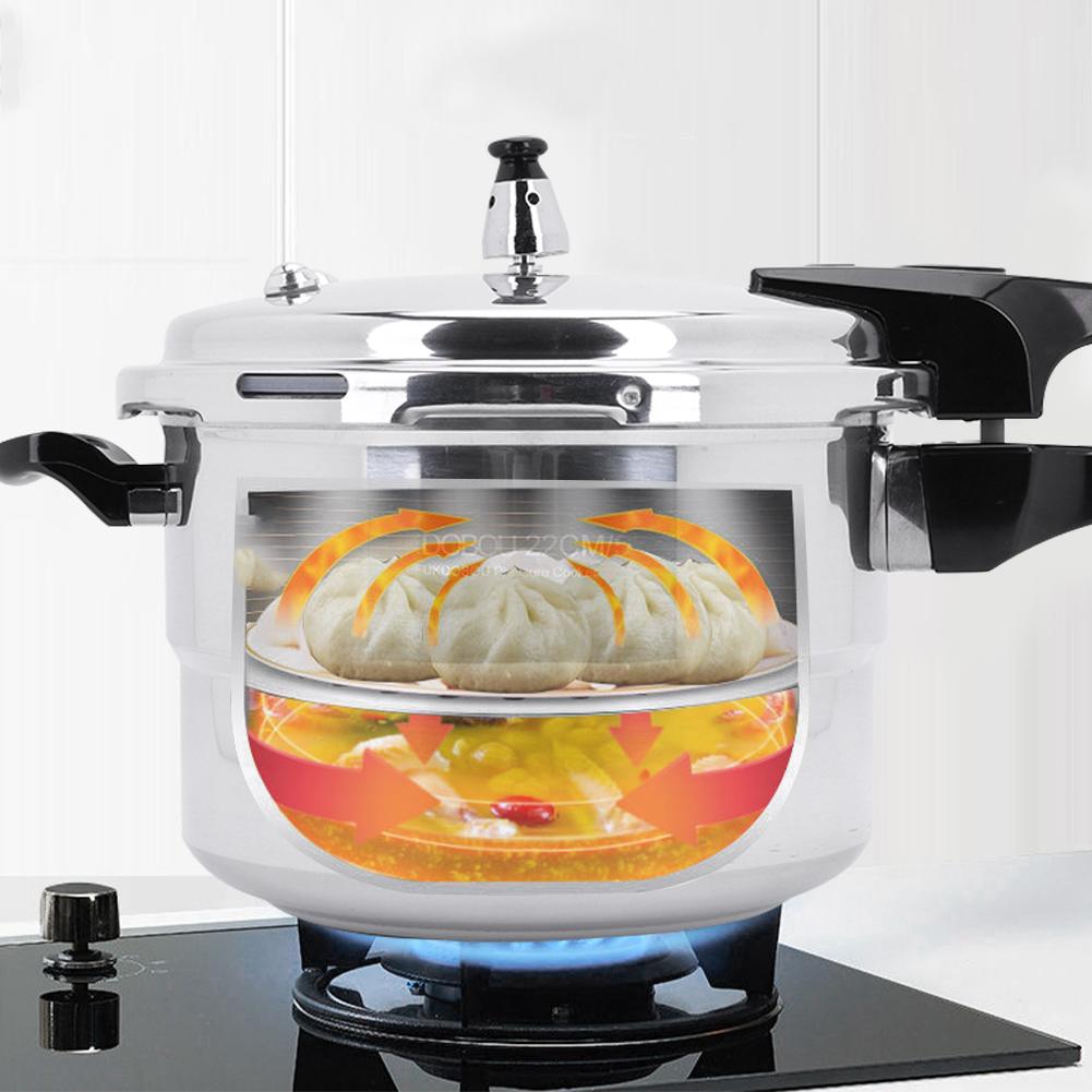 1-Piece Aluminum Alloy Round Pot Pressure Cooker, Multi-Size Cookware with Steaming Plate, Household Stovetop Canner Compatible with Gas & Induction Cookers, Nutrient-Lock Design, Pressure Cookers