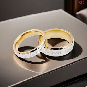 Forever Love Engraved Titanium Steel Couple Rings, Personalized Matching Band Jewelry For Men And Women Daily Wear Occasion Styling