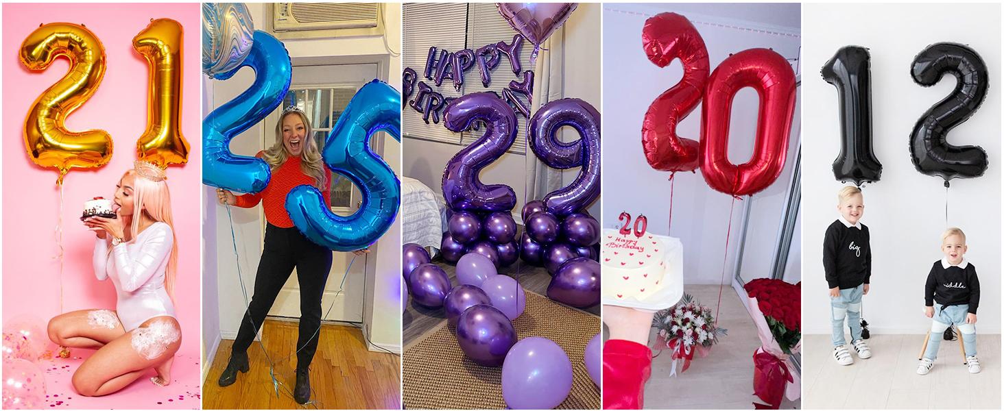 Gold Number Balloon 40 Inch, 0 Number Balloons, 10 20 30 40 50 Numbers Balloon Birthday Decorations, Gold Party Supplies for Women Men