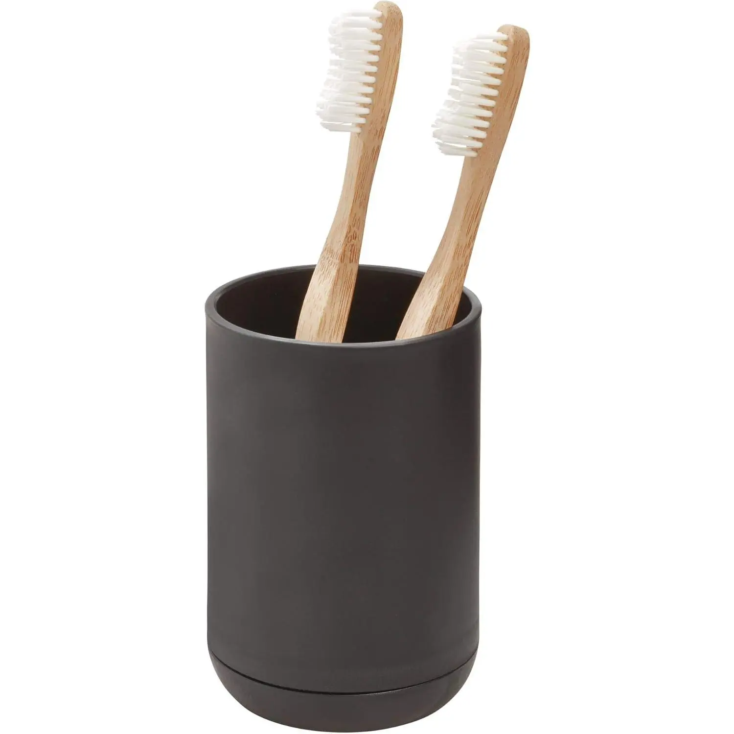 Modern Durable Plastic Pet Toothbrush & Toothpaste Organiser Set - The Cade Collection, 3" x 3" x 4.5" Matte Black, Multifunctional Fit for Normal & Spin Brushes, Rustproof