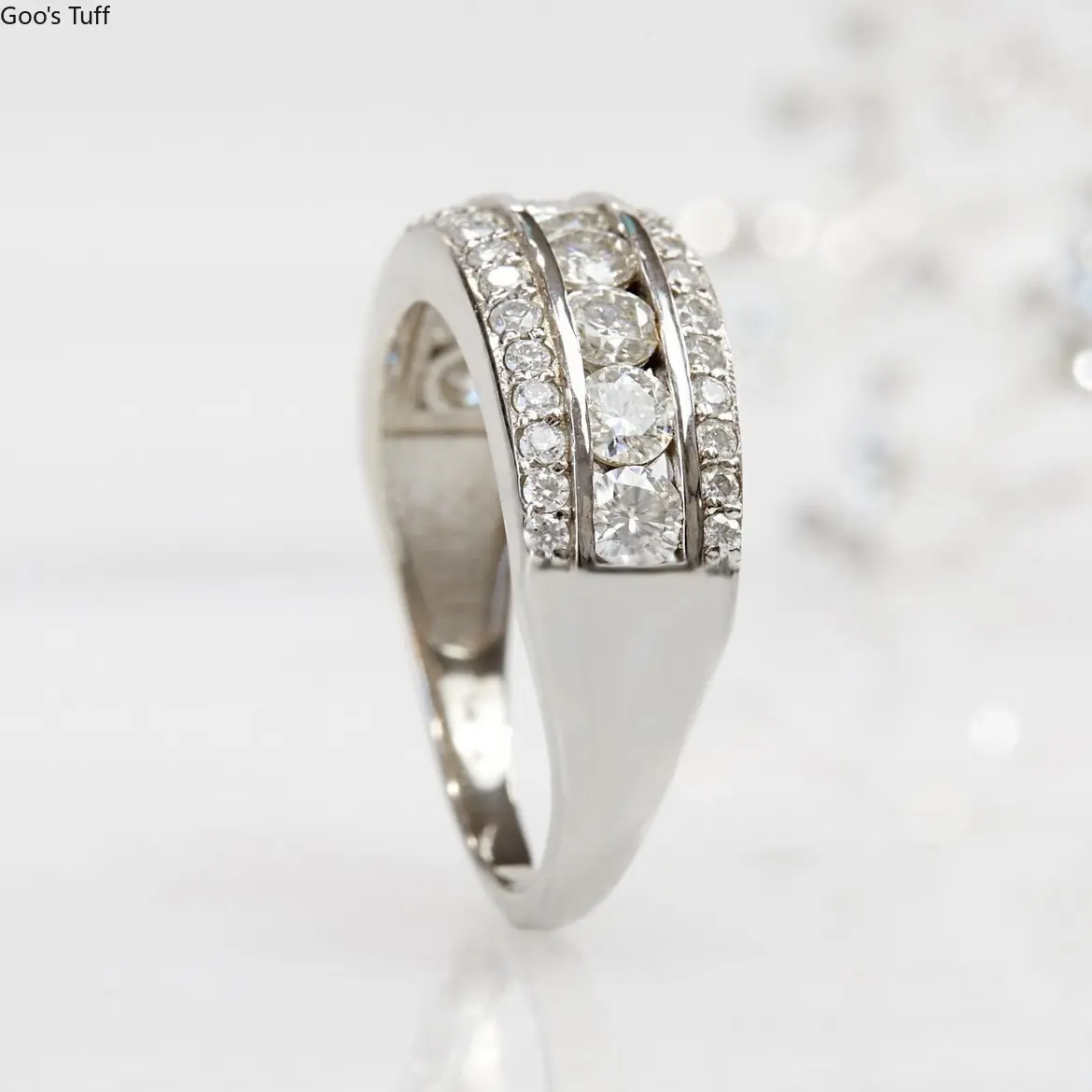 Unisex 3-Layer Starburst Paved Engagement Ring - Mdf+Steel Costume Jewelry, Trendy Hip Hop Style for Bold Luxury Look, Multi-Size Option, Engagement Rings