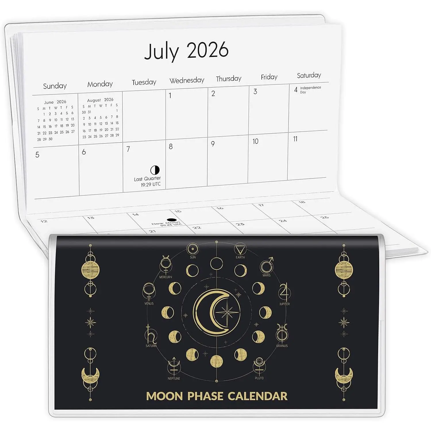 Pocket Calendar 2026-2027, Small Pocket Planner 2026 for Purse, Monthly Planner with Pvc Cover, Small Size (3.5" x 6"), From January 2026 - December 2027 - Moon Phase