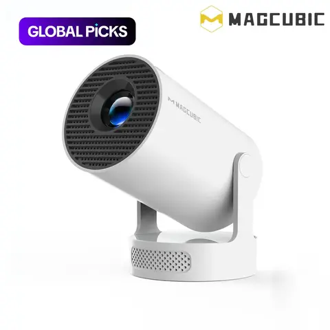 Magcubic HY300 Pro+ Portable Projector - 290 ANSI Lumens, Native 1280x720p - Android 14 OS, 0.8:1 Short Throw Projection, WiFi 6, BT 5.4, Remote - Home Cinema & Home Theater Multifunctional Mini Smart Projector