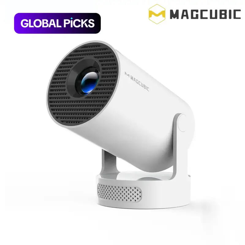 Magcubic HY300 Pro+ Portable Projector - 290 ANSI Lumens, Native 1280x720p - Android 14 OS, 0.8:1 Short Throw Projection, WiFi 6, BT 5.4, Remote - Home Cinema & Home Theater Multifunctional Mini Smart Projector